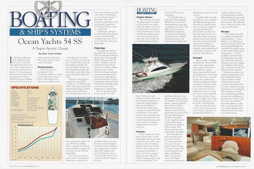 Ocean 54 Super Sport Marlin Magazine Reprint Brochure