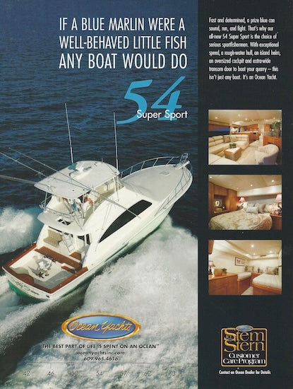 Ocean 54 Super Sport Marlin Magazine Reprint Brochure