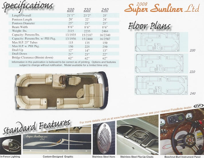 Harris Super Sunliner Limites Specification Sheet
