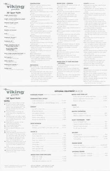 Viking 52 Sport Yacht Specification Brochure