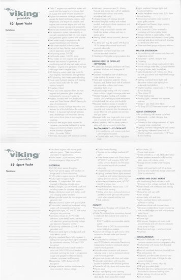 Viking 52 Sport Yacht Specification Brochure