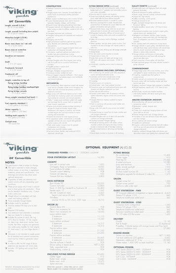 Viking 64 Convertible Specification Brochure