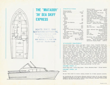 Owens Owens Matador 28 Sea Skiff Express Specification Brochure