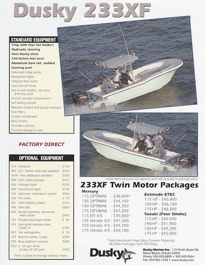 Dusky 203XF / 233XF Specification Brochure