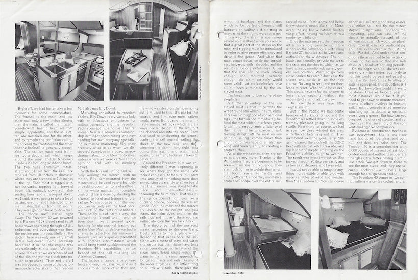 Freedom 40 Sea & Pacific Skipper Magazine Reprint Brochure