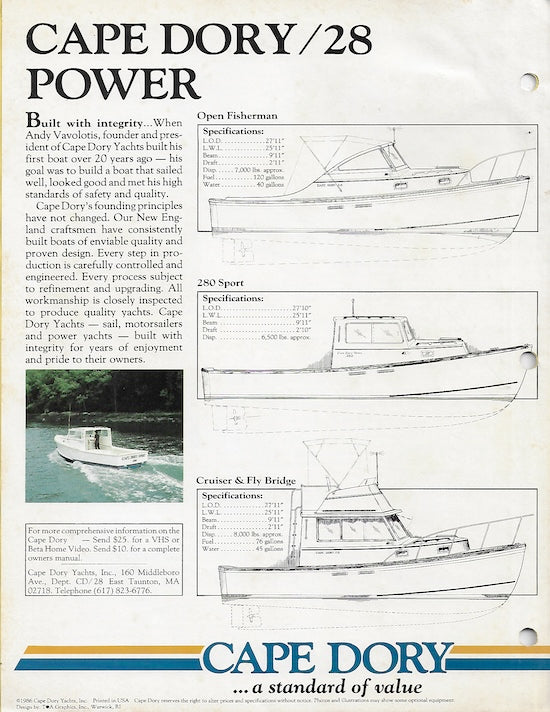 Cape Dory 28 Power Brochure