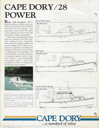 Cape Dory 28 Power Brochure