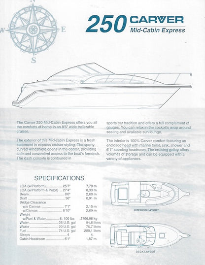 Carver 250 Mid-Cabin Express Specification Brochure