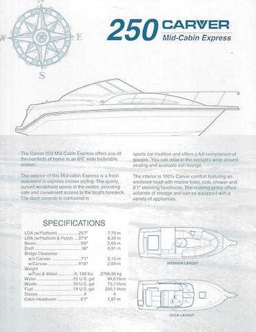 Carver 250 Mid-Cabin Express Specification Brochure