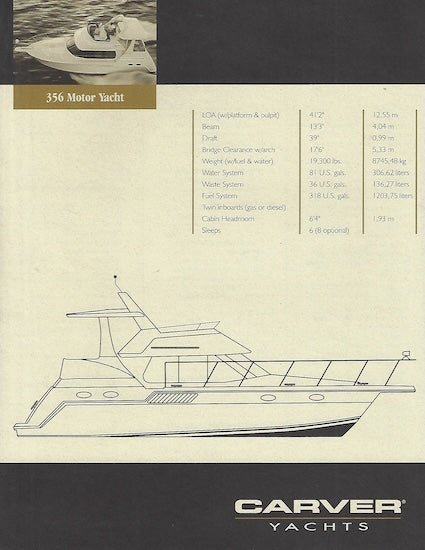 Carver 356 Aft Cabin Specification Brochure
