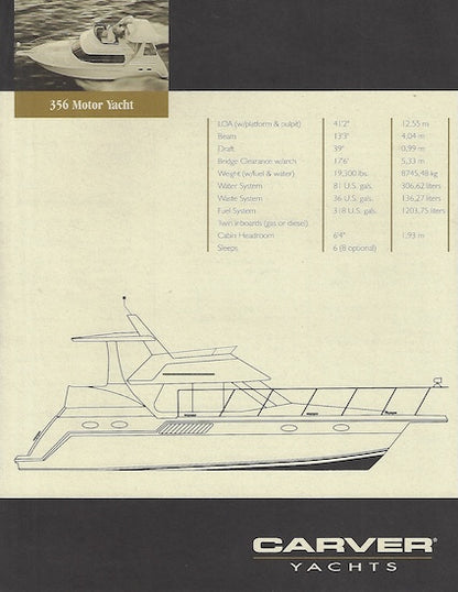 Carver 356 Aft Cabin Specification Brochure
