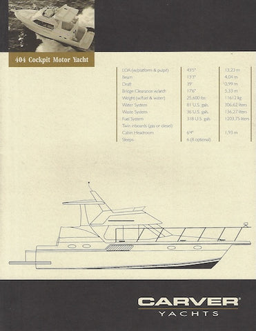 Carver 404 Cockpit Motoryacht Specification Brochure
