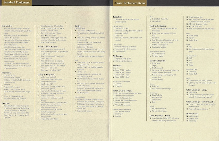 Carver 396 Motoryacht Specification Brochure