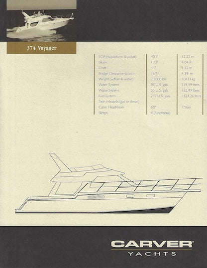Carver 374 Voyager Specification Brochure