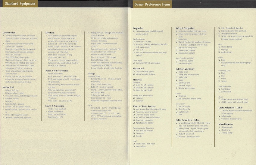 Carver 374 Voyager Specification Brochure