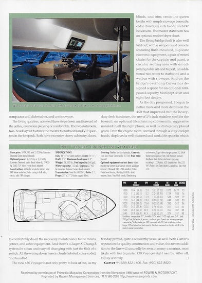 Carver 450 Voyager Pilothouse Power & Motoryacht Magazine Reprint Brochure