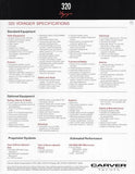 Carver 320 Voyager Specification Brochure