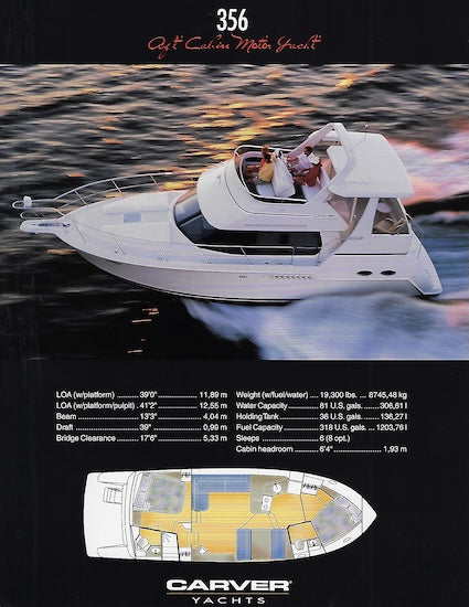 Carver 356 Aft Cabin Specification Brochure