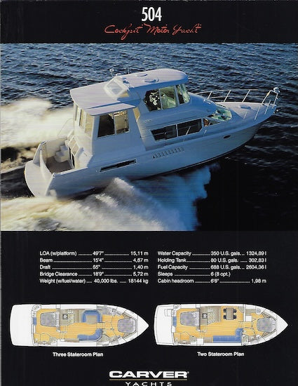 Carver 504 Cockpit Motoryacht Specification Brochure