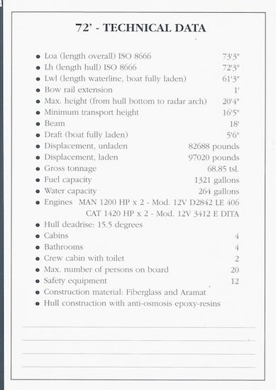 Ferretti 72 Specification Brochure
