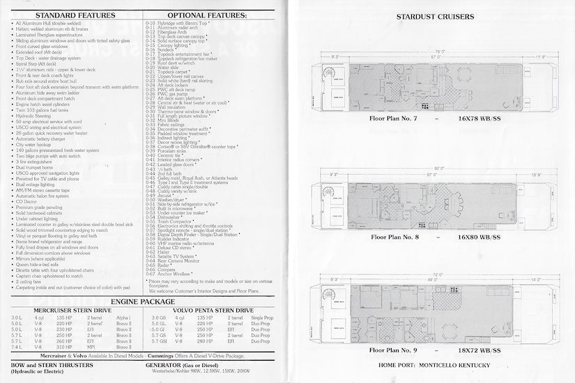 Stardust Cruisers Specification Brochure