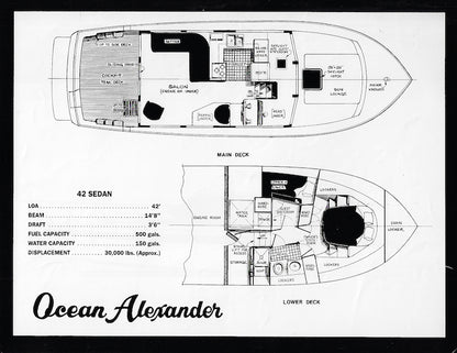 Ocean Alexander 42 Sedan Specification Brochure