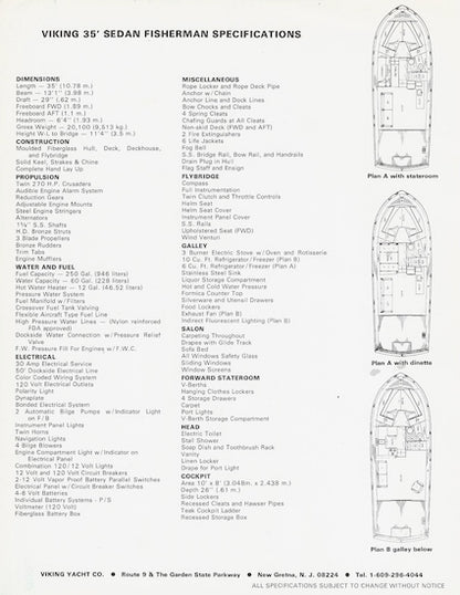 Viking 35 Sedan Fisherman Brochure
