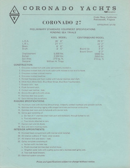 Coronado 27 Brochure