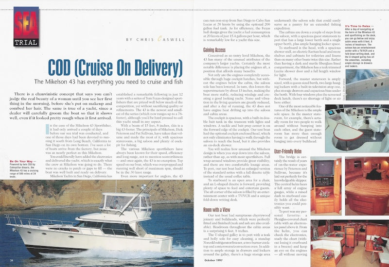 Mikelson 43 Sportfisher Sea Magazine Reprint Brochure