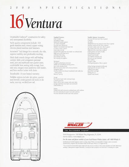 Boston Whaler Ventura 16 Brochure