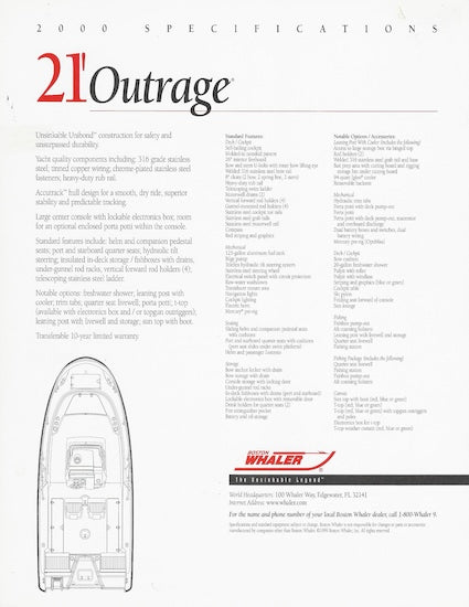 Boston Whaler Outrage 21 Brochure