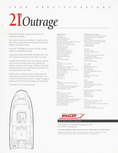 Boston Whaler Outrage 21 Brochure