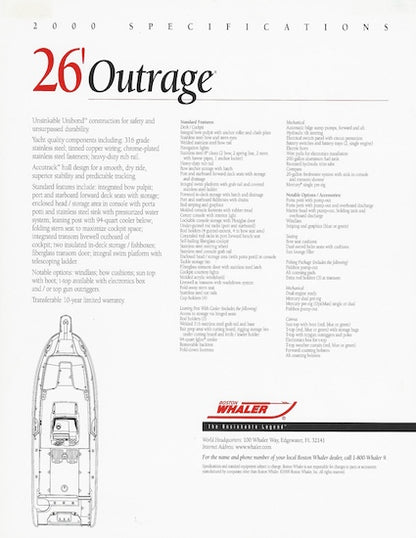 Boston Whaler Outrage 26 Brochure