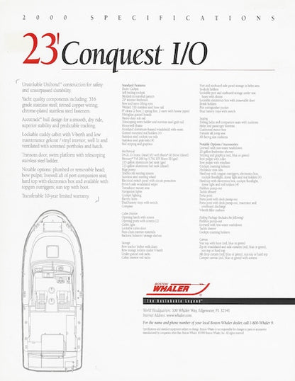 Boston Whaler Conquest 23 I/0 Brochure