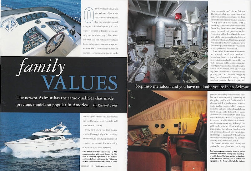 Azimut 70 Sea Jet Power & Motoryacht Magazine Reprint Brochure