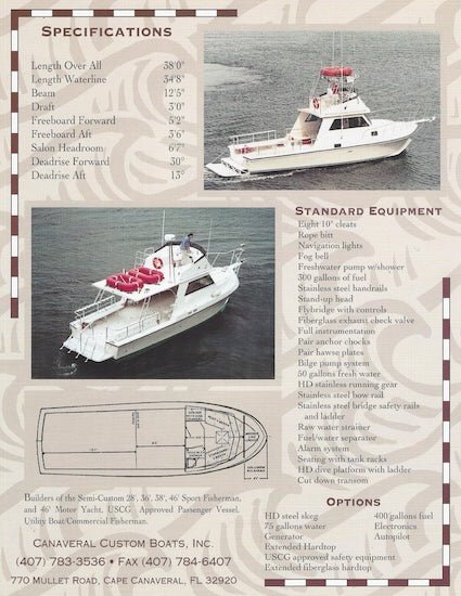 Canaveral 38 Passenger Vessel Specification Brochure