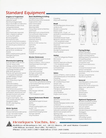 Henriques 38 Sport Fisherman Brochure
