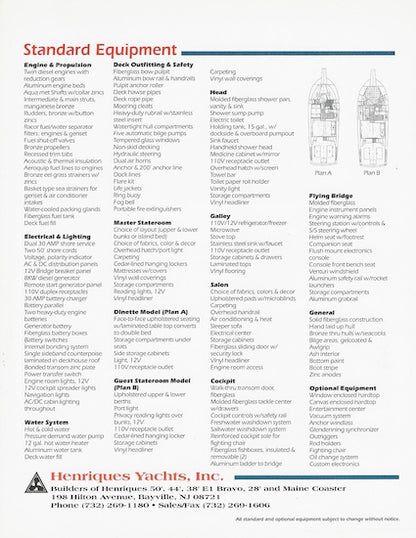 Henriques 38 Sport Fisherman Brochure