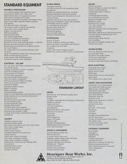 Henriques 50 Sport Fisherman Brochure