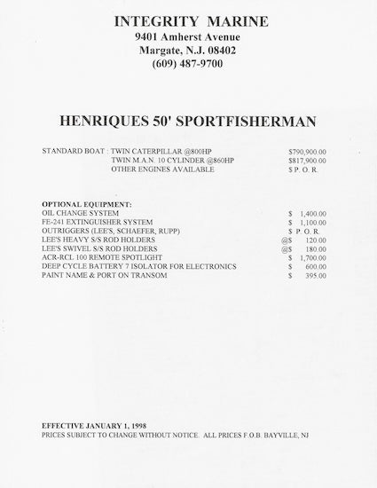 Henriques 50 Sport Fisherman Brochure
