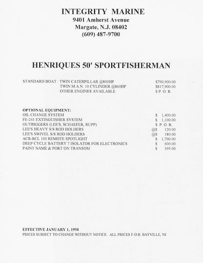Henriques 50 Sport Fisherman Brochure