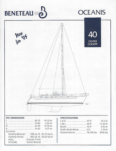 Beneteau 40 Center Cockpit Specification Brochure