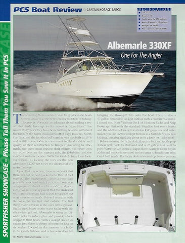 Albemarle 330 Express Fisherman  Pacific Coast Sportfishing Magazine Reprint Brochure