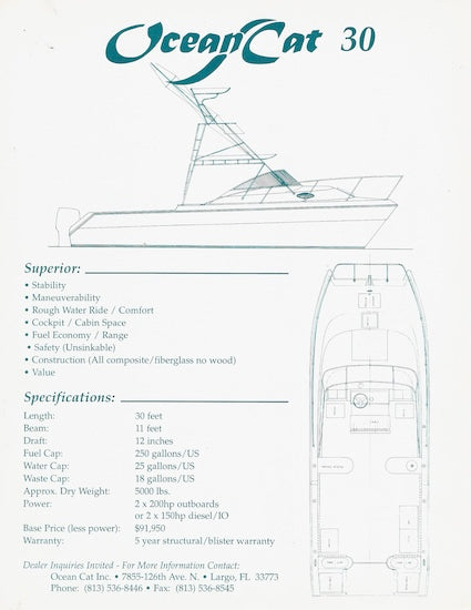 Ocean Cat 30 Brochure Package