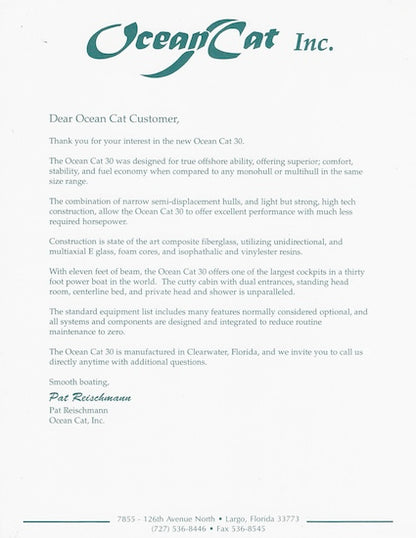 Ocean Cat 30 Brochure Package