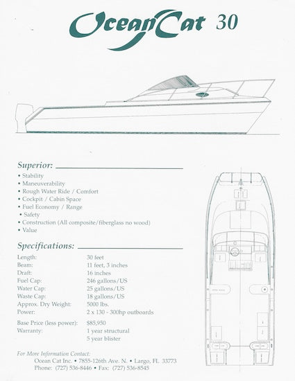 Ocean Cat 30 Brochure Package