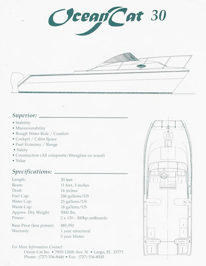 Ocean Cat 30 Brochure Package