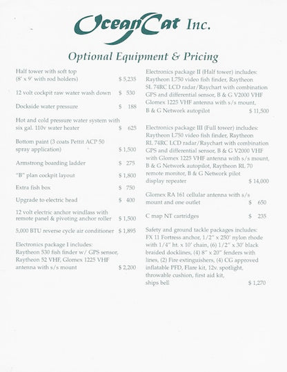 Ocean Cat 30 Brochure Package