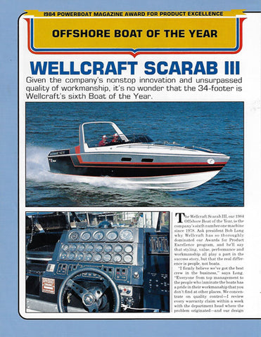 Wellcraft Scarab III Powerboat Magazine Reprint Brochure