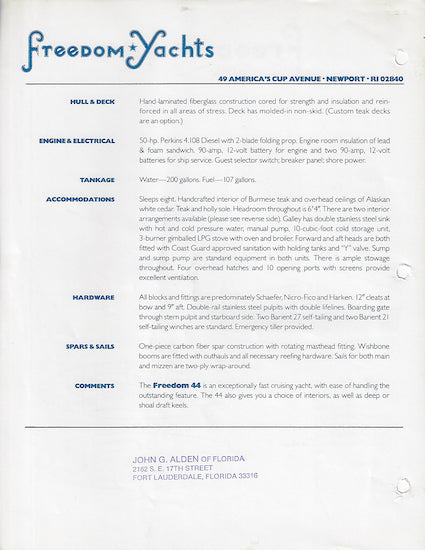 Freedom 44 Specification Brochure